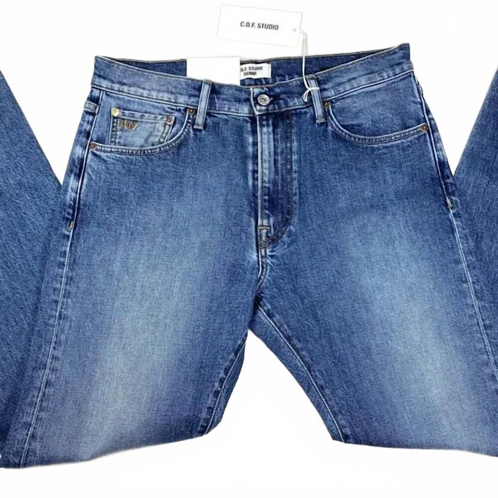 NEW C.O.F. STUDIO men's m7 organic cotton comfort-stretch jeans in blue
